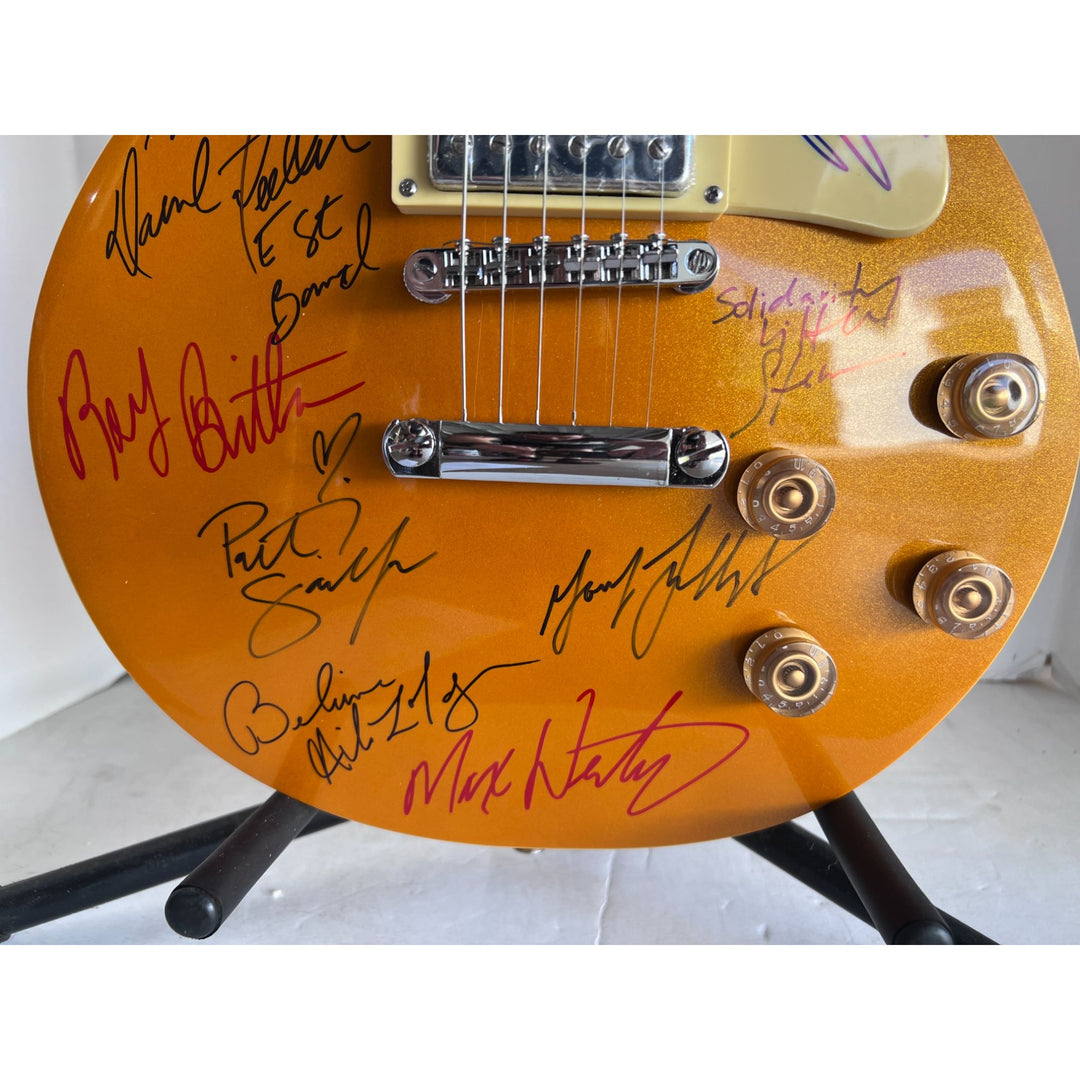 Bruce Springsteen Clarence Clemons Stevie Van Zandt Gold Les Paul electric guitar signed with proof