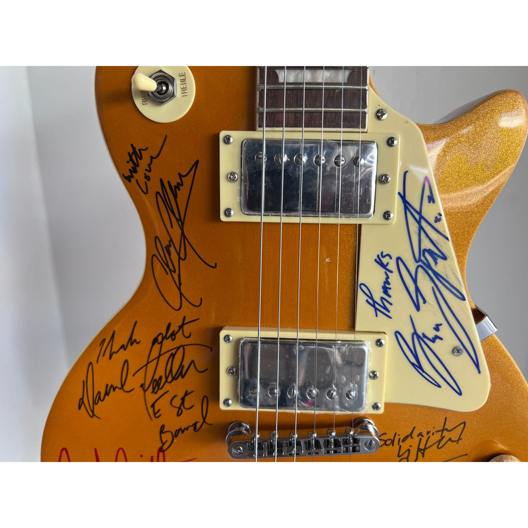 Bruce Springsteen Clarence Clemons Stevie Van Zandt Gold Les Paul electric guitar signed with proof