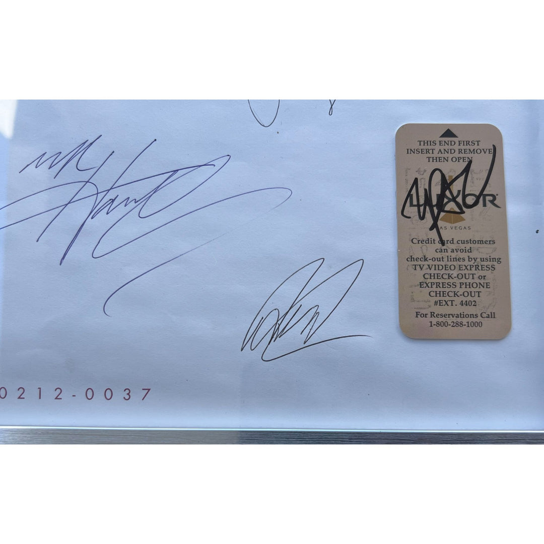 Death Row Records origonal stationary signed by (8) Tupac Shakur (Luxor Hotel Key),Calvin Broadus Jr. "Snoop Dog "34x22 museum quality frame