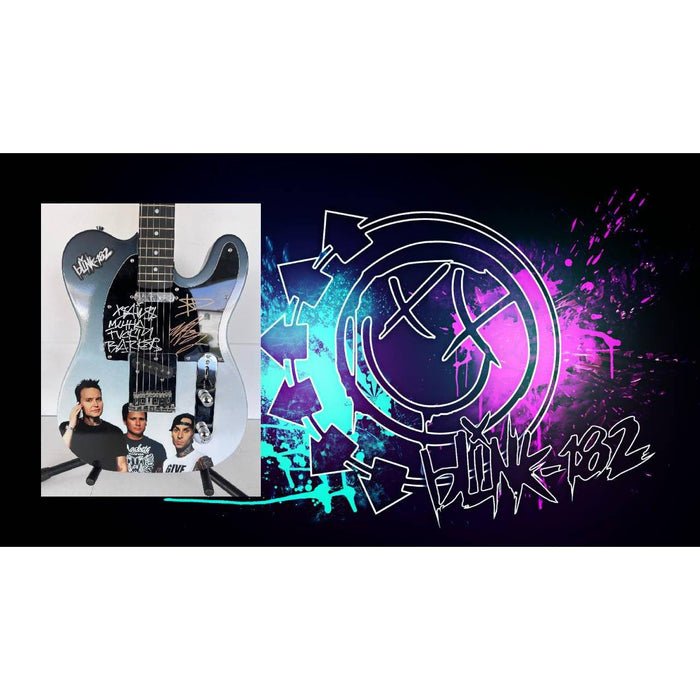Travis Barker Tom DeLonge Mark Hoppus Blink-182 one of a kind full size telecaster electric guitar signed with proof