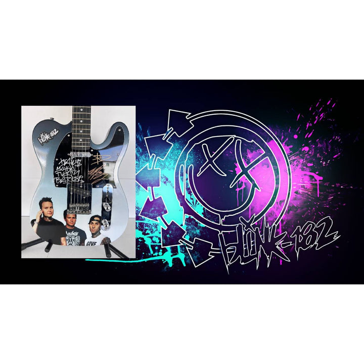Travis Barker Tom DeLonge Mark Hoppus Blink-182 one of a kind full size telecaster electric guitar signed with proof.