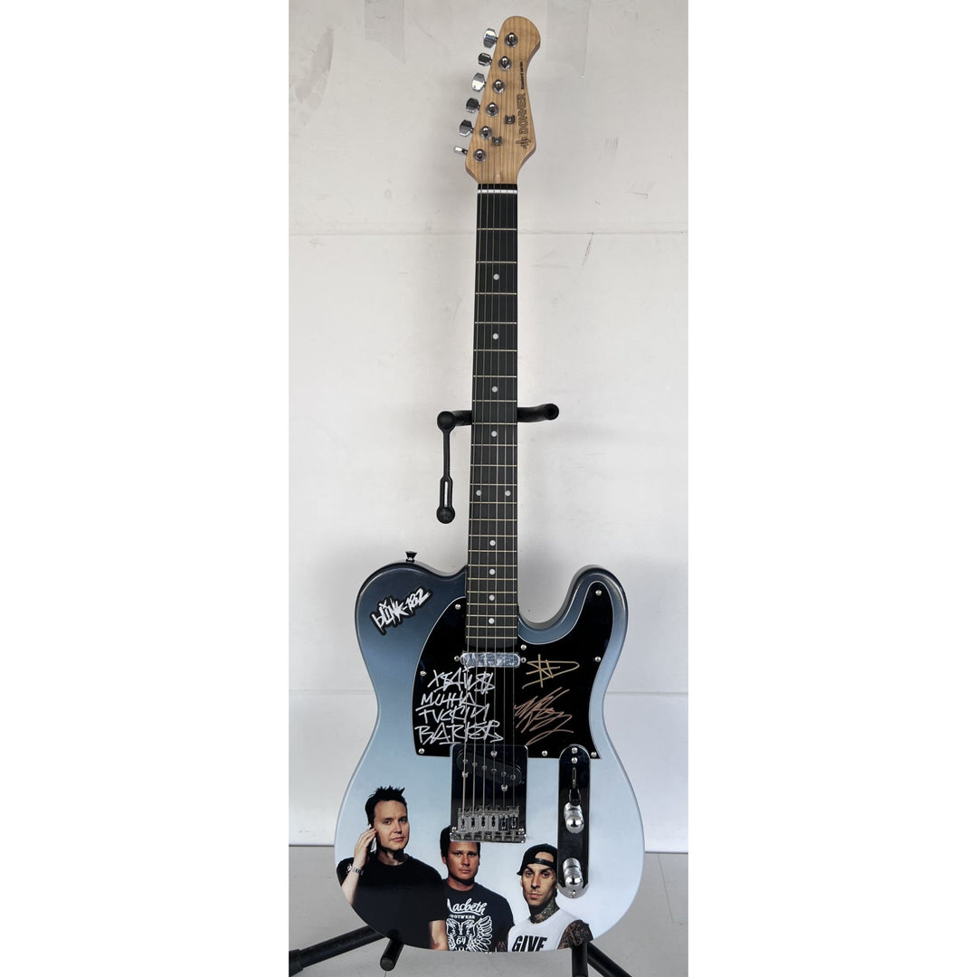 Travis Barker Tom DeLonge Mark Hoppus Blink-182 one of a kind full size telecaster electric guitar signed with proof.