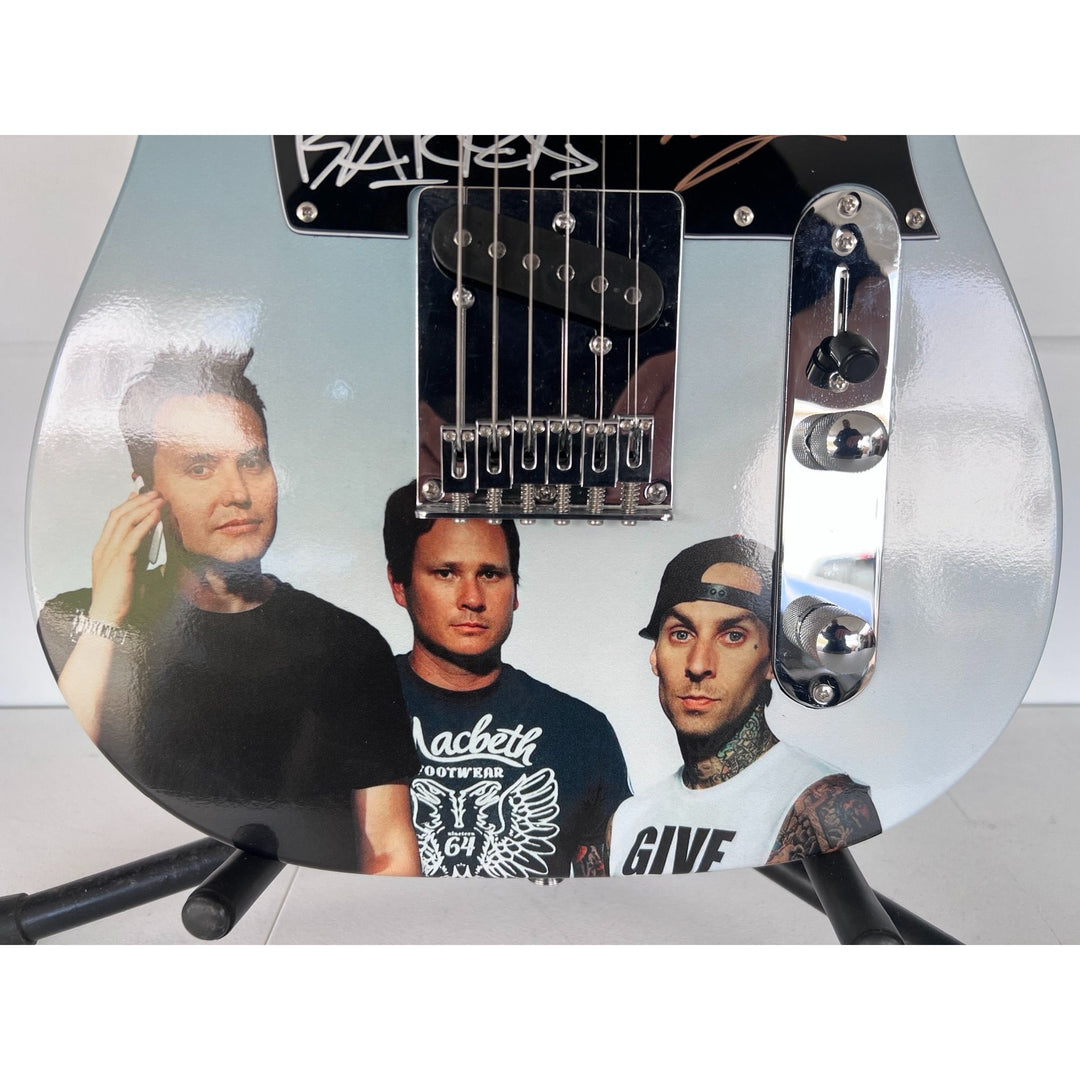 Travis Barker Tom DeLonge Mark Hoppus Blink-182 one of a kind full size telecaster electric guitar signed with proof.