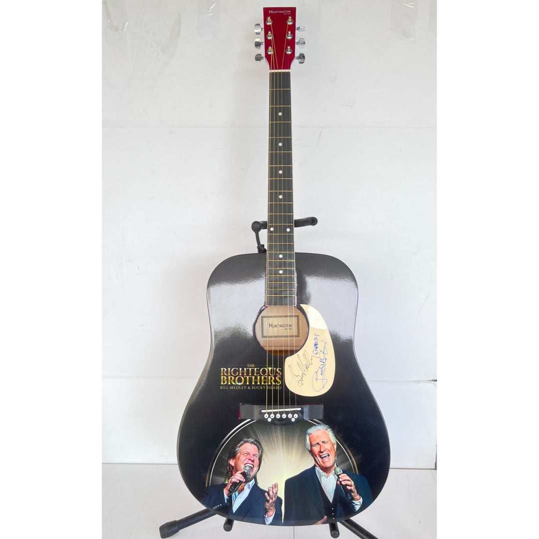 The Righteous Brothers Bill Medley and Bobby Hatfield one of a kind full size guitar signed with proof