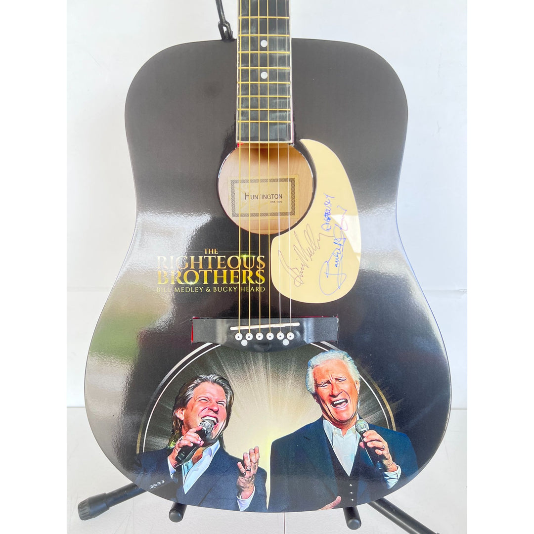 The Righteous Brothers Bill Medley and Bobby Hatfield one of a kind full size guitar signed with proof
