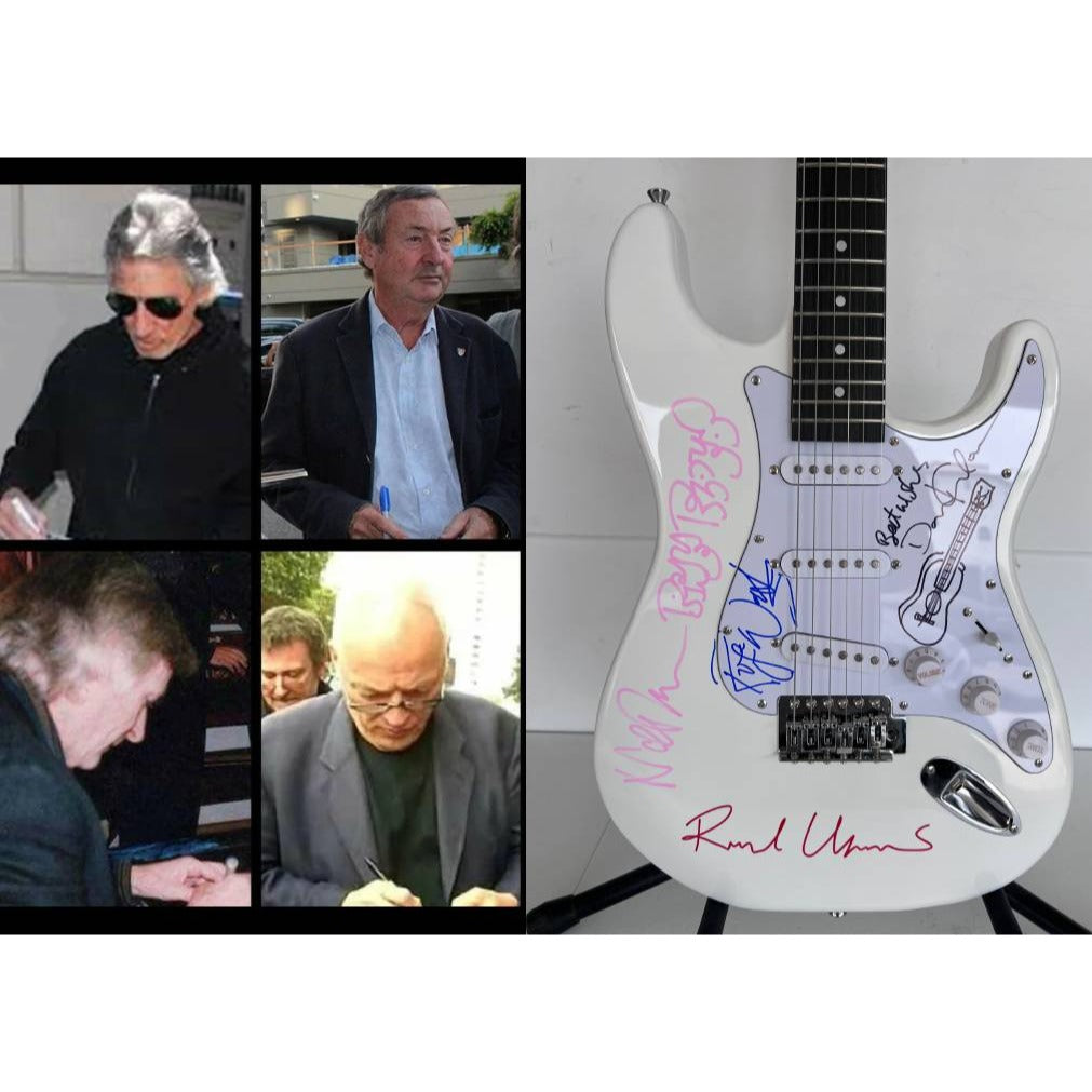Pink Floyd Roger Waters David Gilmour Richard Wright Nick Mason electric guitar signed with proof ..
