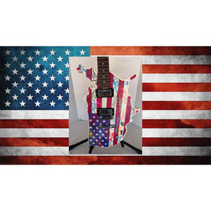 Don Henley James Taylor Neil Young Steven Tyler Stevie Nicks Music Icons USA Map electric guitar signed with proof