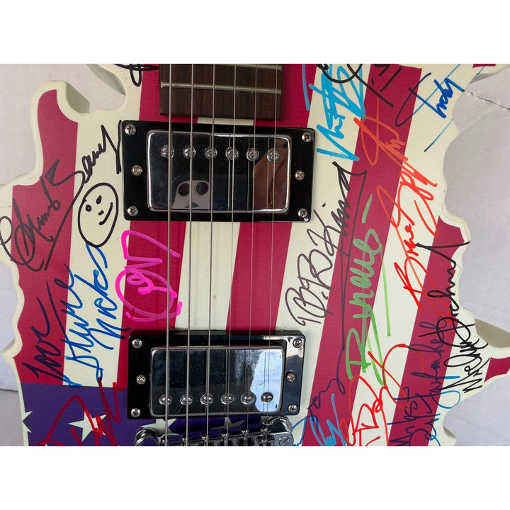 Don Henley James Taylor Neil Young Steven Tyler Stevie Nicks Music Icons USA Map electric guitar signed with proof.