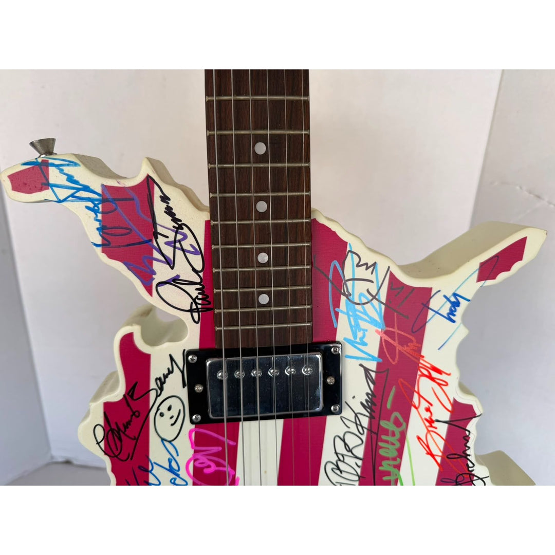 Don Henley James Taylor Neil Young Steven Tyler Stevie Nicks Music Icons USA Map electric guitar signed with proof.
