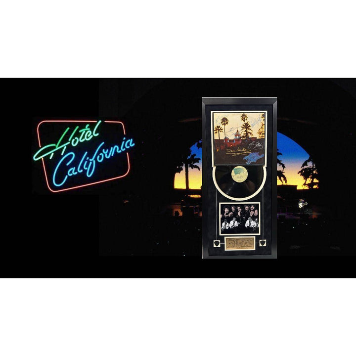 The Eagles Hotel California LP Don Felder Glenn Frey Don Felder Don Henley Randy Meisner Joe Walsh signed & framed 30x38 with proof