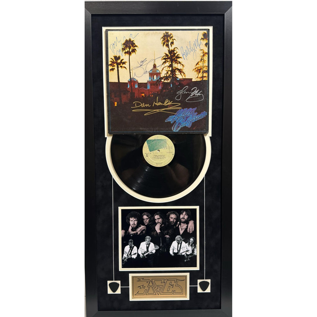 The Eagles Hotel California LP Don Felder Glenn Frey Don Felder Don Henley Randy Meisner Joe Walsh signed & framed 30x38 with proof