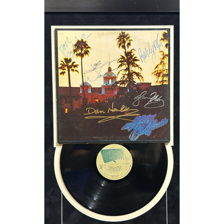 The Eagles Hotel California LP Don Felder Glenn Frey Don Felder Don Henley Randy Meisner Joe Walsh signed & framed 30x38 with proof