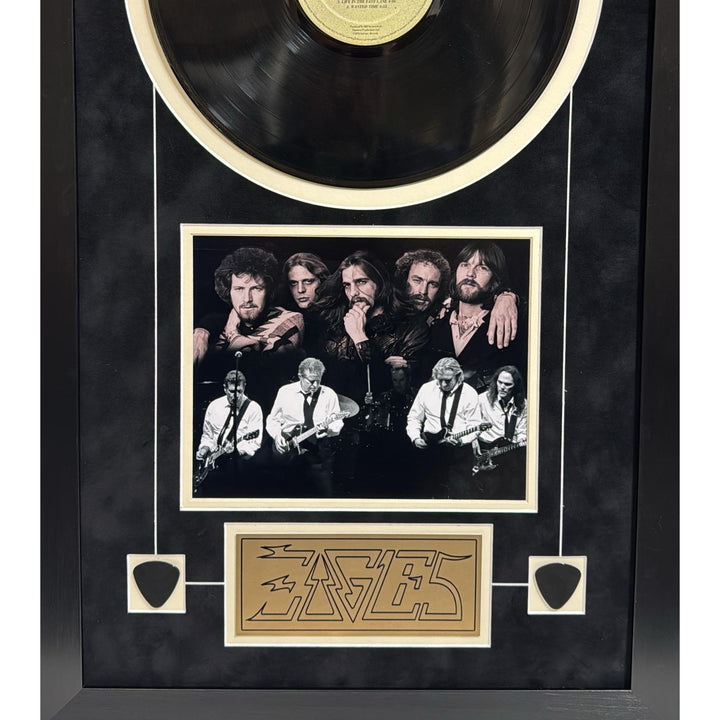 The Eagles Hotel California LP Don Felder Glenn Frey Don Felder Don Henley Randy Meisner Joe Walsh signed & framed 30x38 with proof