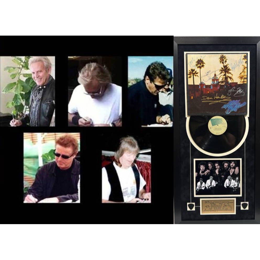 The Eagles Hotel California LP Don Felder Glenn Frey Don Felder Don Henley Randy Meisner Joe Walsh signed & framed 30x38 with proof