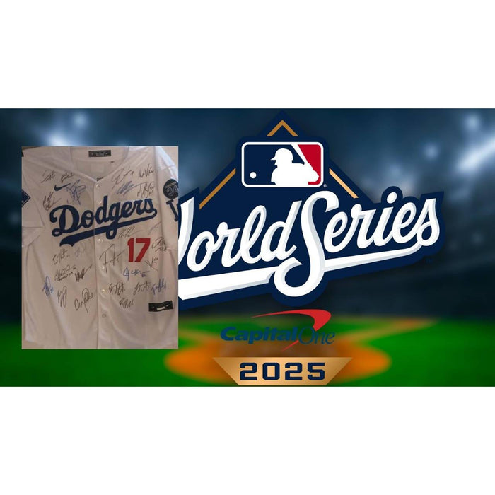 Los Angeles Dodgers Shohei Ohtani Freddie Freeman Mookie Betts 2025 team signed jersey with proof.