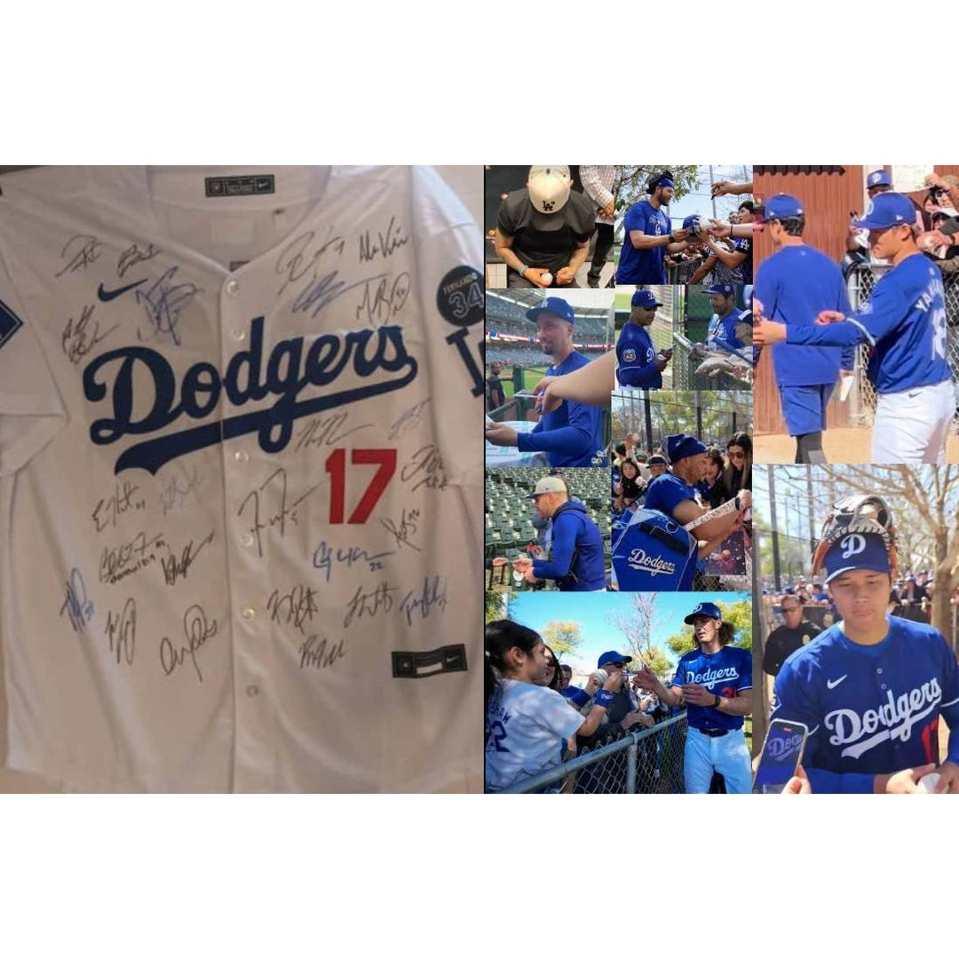 Los Angeles Dodgers Shohei Ohtani Freddie Freeman Mookie Betts 2025 team signed jersey with proof.