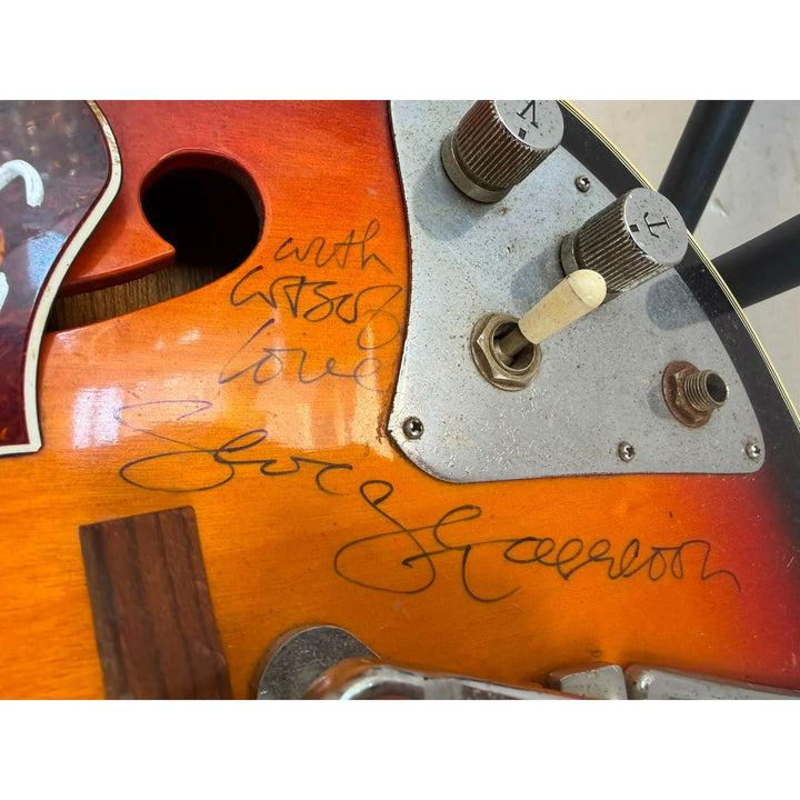 Roy Orbison George Harrison Tom Petty Bob Dylan Jeff Lynne The Traveling Wilburys Kingston Semi Hollowbody 1960's Vintage Burst Electric Gui.