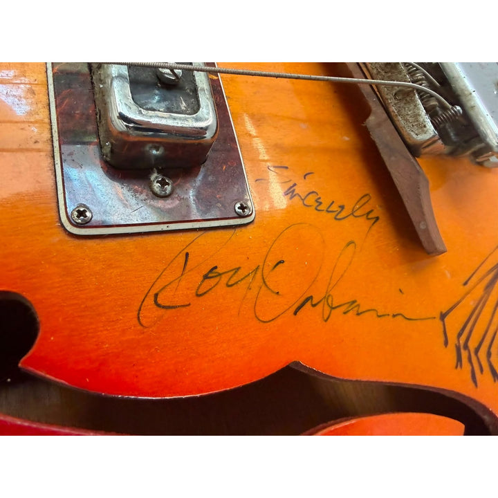Roy Orbison George Harrison Tom Petty Bob Dylan Jeff Lynne The Traveling Wilburys Kingston Semi Hollowbody 1960's Vintage Burst Electric Gui.