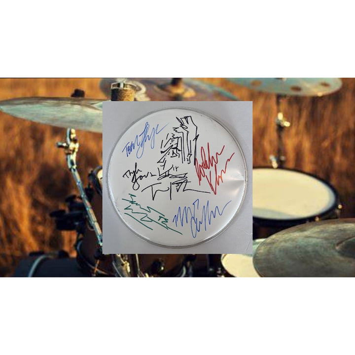 Tom Petty Belmont Trench Ron Blair Mike Campbell and the Heartbreakers drumhead signed with proof