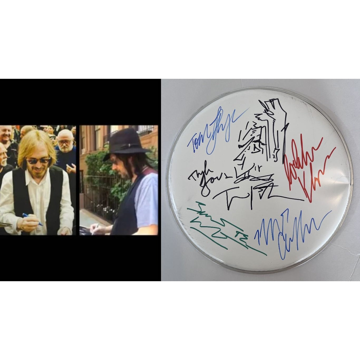 Tom Petty Belmont Trench Ron Blair Mike Campbell and the Heartbreakers drumhead signed with proof