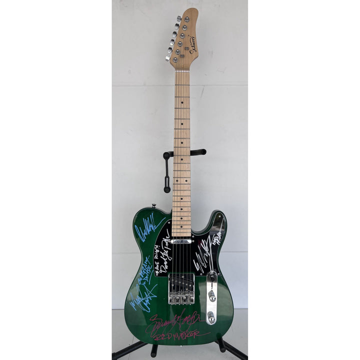 Van Halen green telecaster electric guitar Eddie & Alex Van Halen, Michael Anthony, David Lee Roth Sammy Hagar signed with proof..