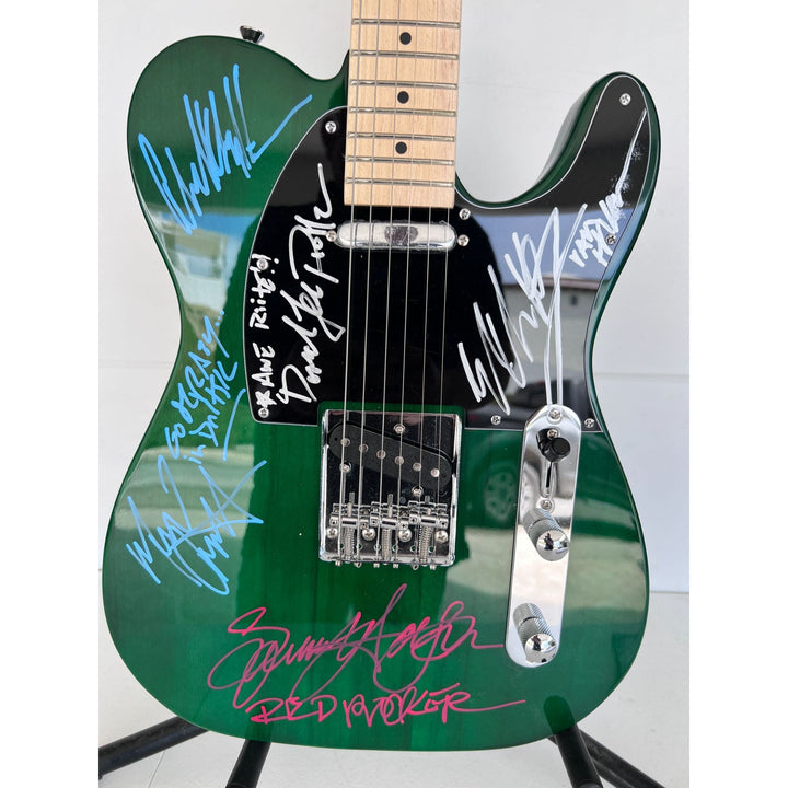 Van Halen green telecaster electric guitar Eddie & Alex Van Halen, Michael Anthony, David Lee Roth Sammy Hagar signed with proof..