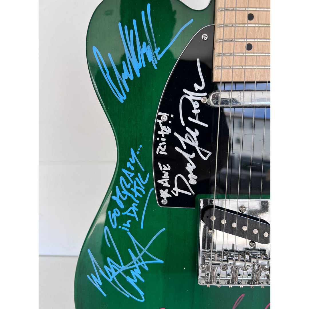 Van Halen green telecaster electric guitar Eddie & Alex Van Halen, Michael Anthony, David Lee Roth Sammy Hagar signed with proof..