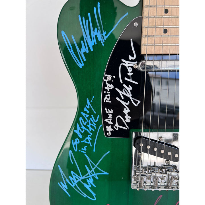Van Halen green telecaster electric guitar Eddie & Alex Van Halen, Michael Anthony, David Lee Roth Sammy Hagar signed with proof..