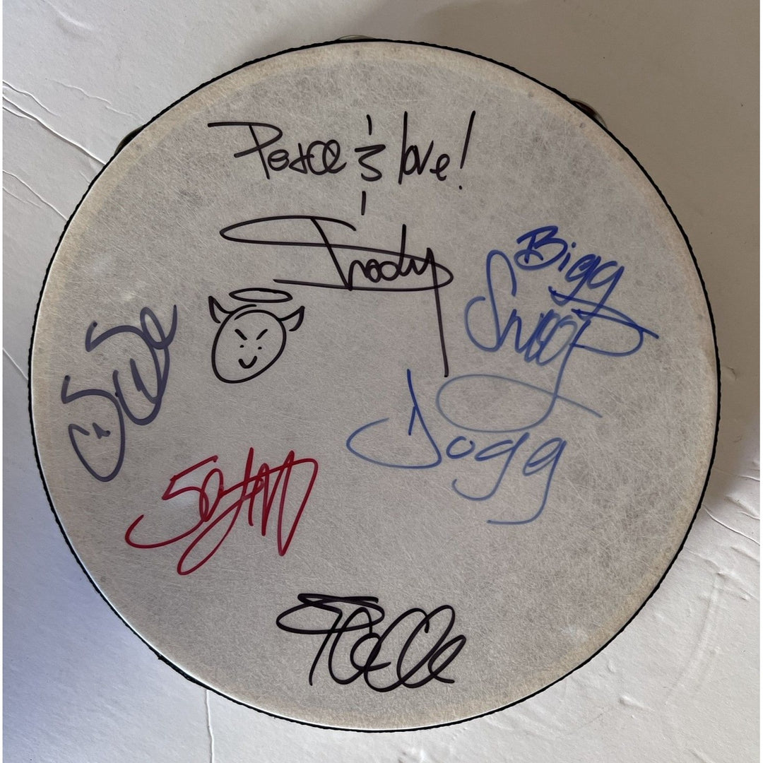 Snoop Dogg, Ice Cube, Dr Dre, Eminem Slim Shady and Curtis Jackson 50 Cent signed tambourine with proof