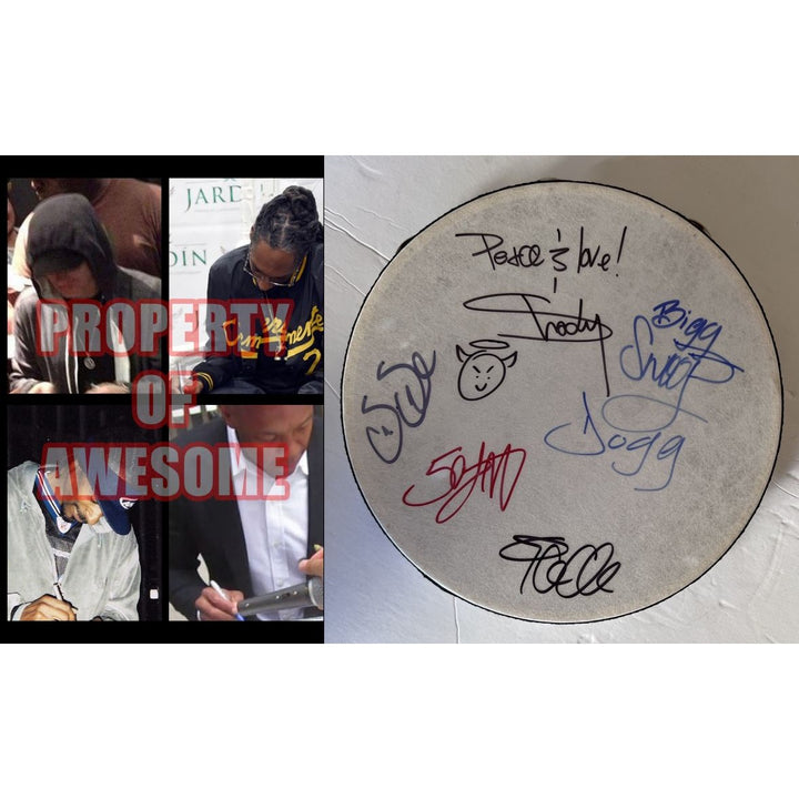 Snoop Dogg, Ice Cube, Dr Dre, Eminem Slim Shady and Curtis Jackson 50 Cent signed tambourine with proof