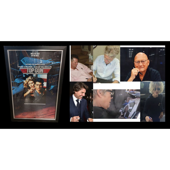 Top Gun Tom Cruise Val Kilmer, Kelly McGillis, Terry Nunn, Kenny Loggins 34x26 original movie poster signed and framed 27x39 with proof