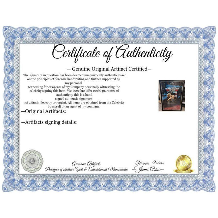 Top Gun Tom Cruise Val Kilmer, Kelly McGillis, Terry Nunn, Kenny Loggins 34x26 original movie poster signed and framed 27x39 with proof