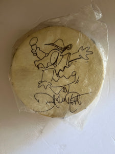 David Lee Roth, Van Halen incredible 14-in tambourine with self-sketch by David and signed with proof