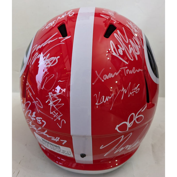 Georgia Bulldogs Stetson Bennett Ladd McConkey, Brock Bowers, Kirby Smart 2022-23 National Champions Riddell full size team signed