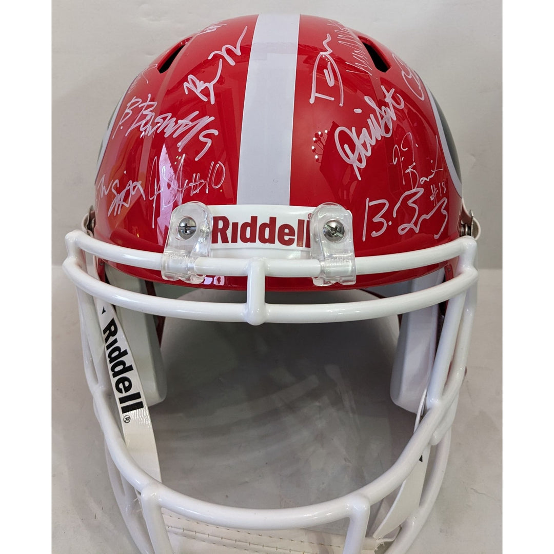 Georgia Bulldogs Stetson Bennett Ladd McConkey, Brock Bowers, Kirby Smart 2022-23 National Champions Riddell full size team signed