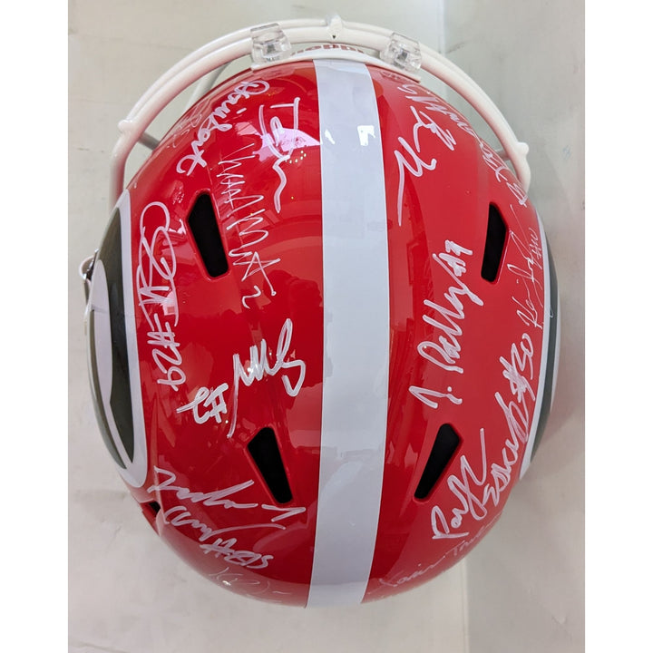 Georgia Bulldogs Stetson Bennett Ladd McConkey, Brock Bowers, Kirby Smart 2022-23 National Champions Riddell full size team signed