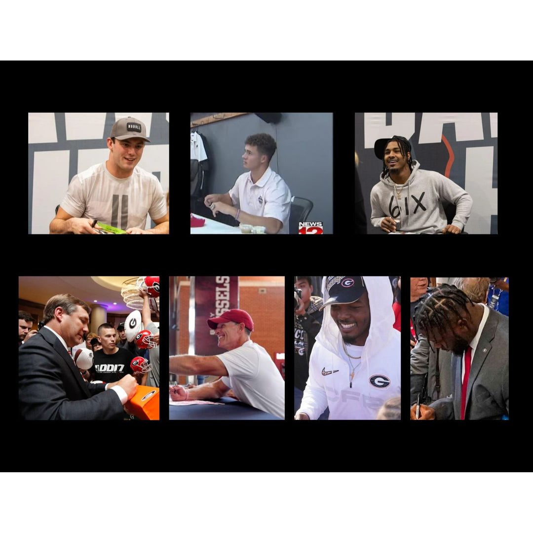 Georgia Bulldogs Stetson Bennett Ladd McConkey, Brock Bowers, Kirby Smart 2022-23 National Champions Riddell full size team signed