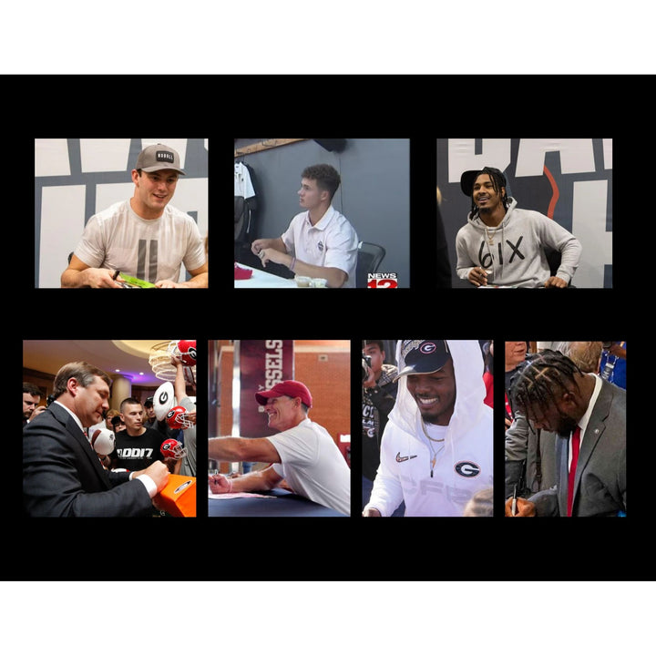 Georgia Bulldogs Stetson Bennett Ladd McConkey, Brock Bowers, Kirby Smart 2022-23 National Champions Riddell full size team signed