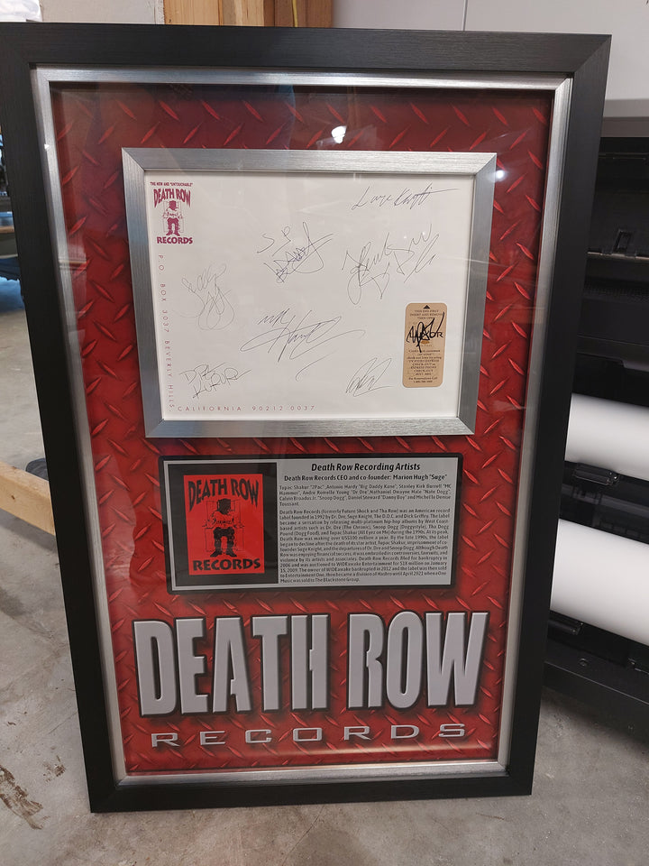 Tupac Shakur, Calvin Broadus Jr. Snoop Dogg, Andre Romelle Young Dr. Dre, Dwayne Hale Nate Dogg, Suge Knight Death Row original stationary signed   with proof