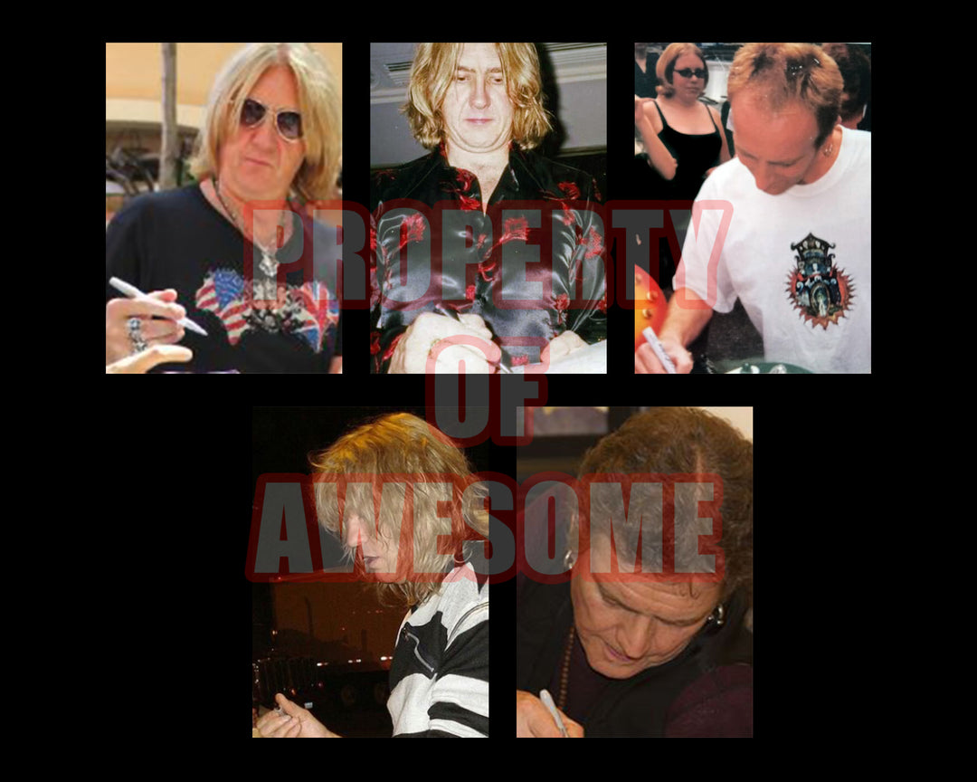 Phil Collen, Vivian Campbell, Joe Elliott, Rick Savage, Rick Allen Def Leppard electric guitar signed with proof