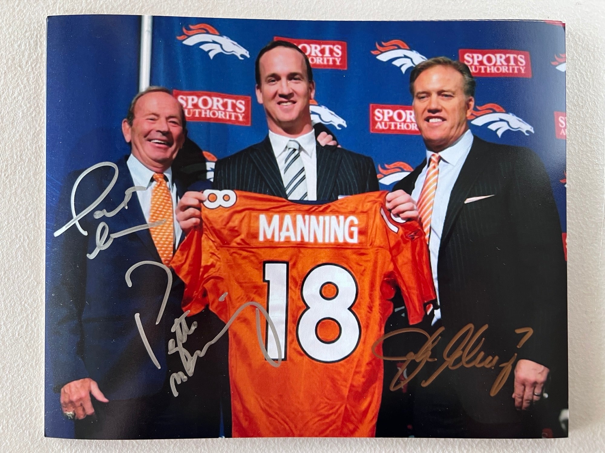 John Elway & Peyton Manning Autographed Denver Broncos