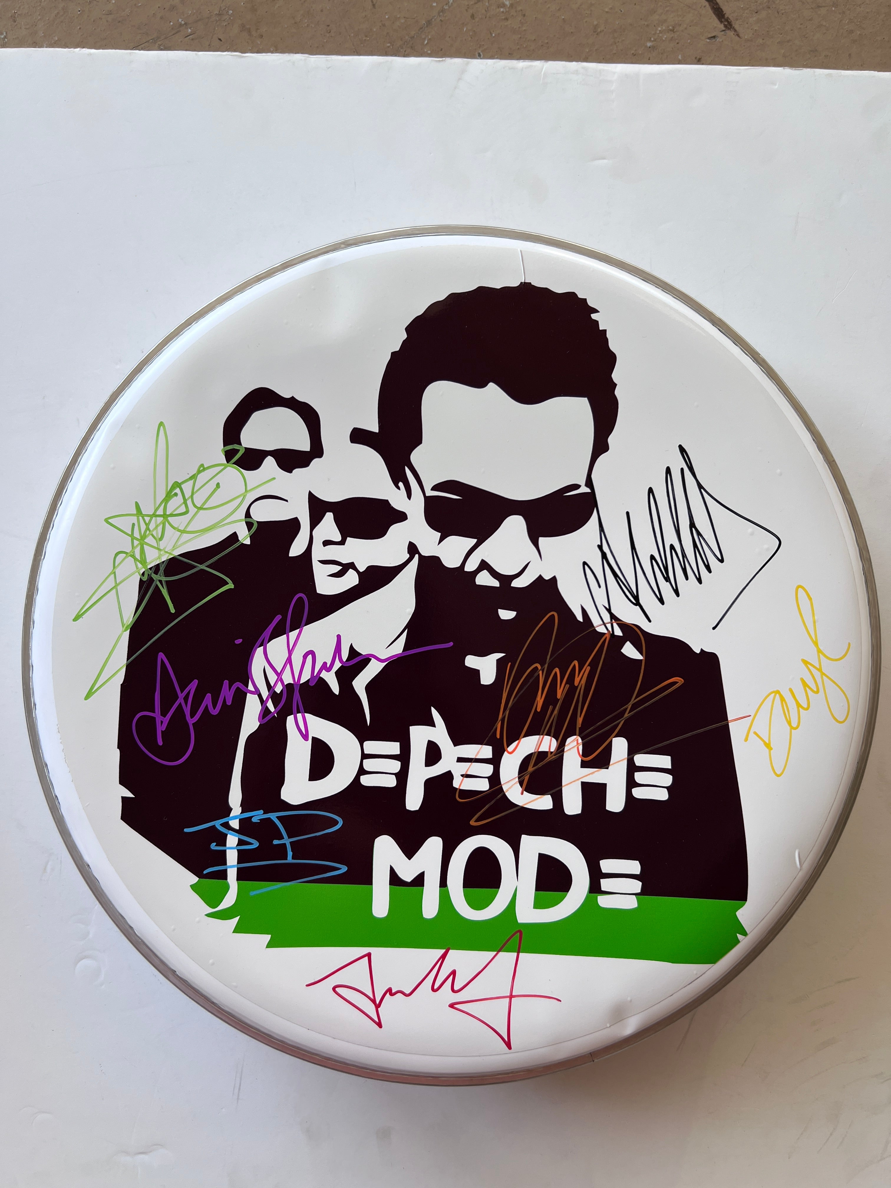 Depeche Mode David Gahan personalized one-of-a-kind drumhead signed with proof