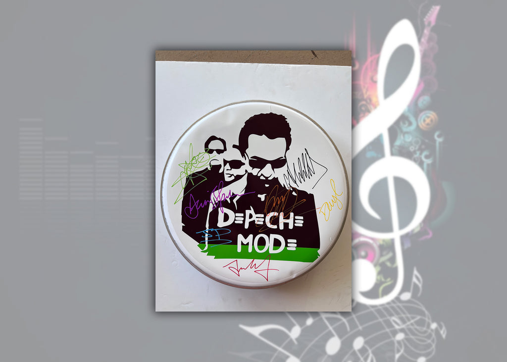 Depeche Mode David Gahan personalized one-of-a-kind drumhead signed with proof