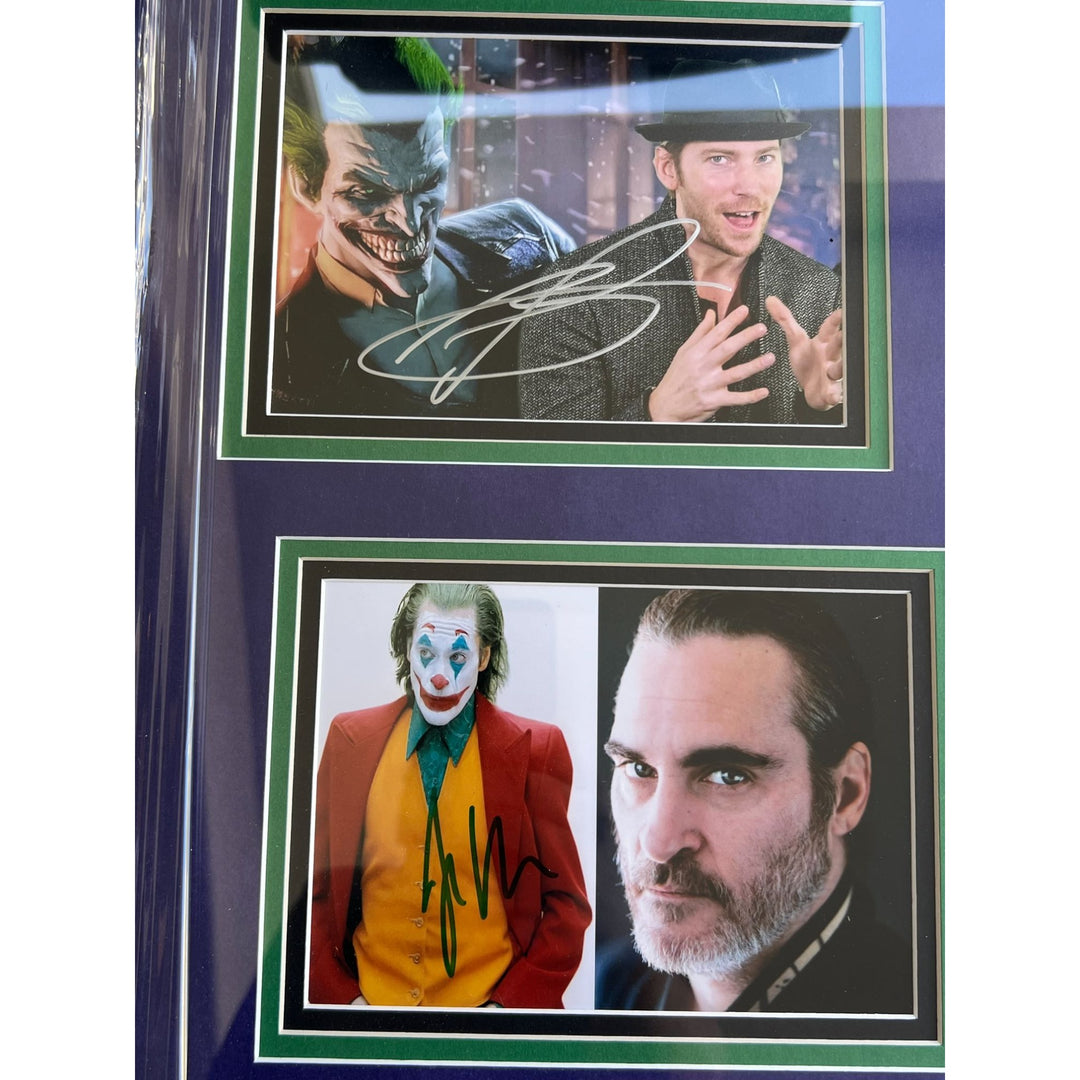 The Joker Joaquin Phoenix , Jack Nicholson, Heath Ledger (8) in all 5x7 photos signed with poof & museum quality frame 31x27