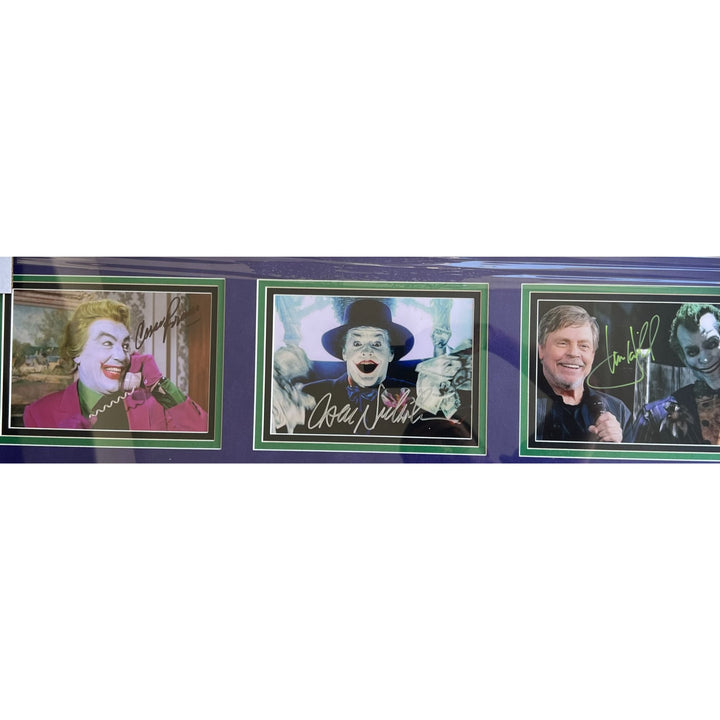 The Joker Joaquin Phoenix , Jack Nicholson, Heath Ledger (8) in all 5x7 photos signed with poof & museum quality frame 31x27