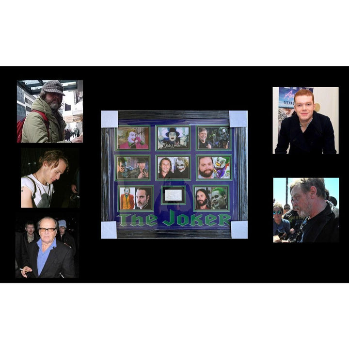 The Joker Joaquin Phoenix , Jack Nicholson, Heath Ledger (8) in all 5x7 photos signed with poof & museum quality frame 31x27