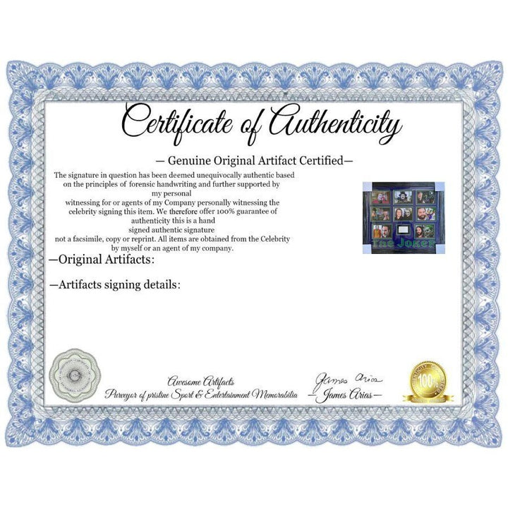 The Joker Joaquin Phoenix , Jack Nicholson, Heath Ledger (8) in all 5x7 photos signed with poof & museum quality frame 31x27