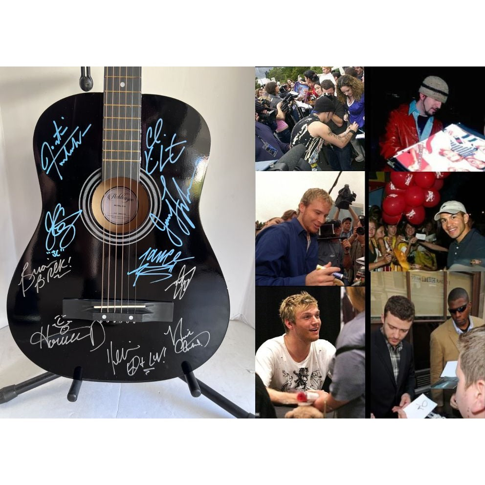 Backstreet Boys and NYSNC full size acoustic guitar signed with proof