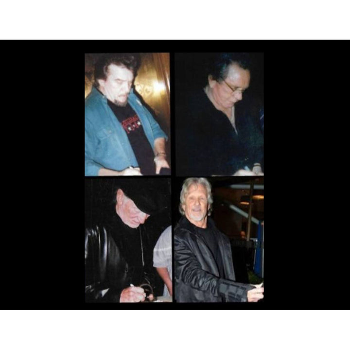 The Highwaymen Johnny Cash, Waylon Jennings, Willie Nelson w/ self sketch, and Kris Kristofferson full size acoustic guitar signed