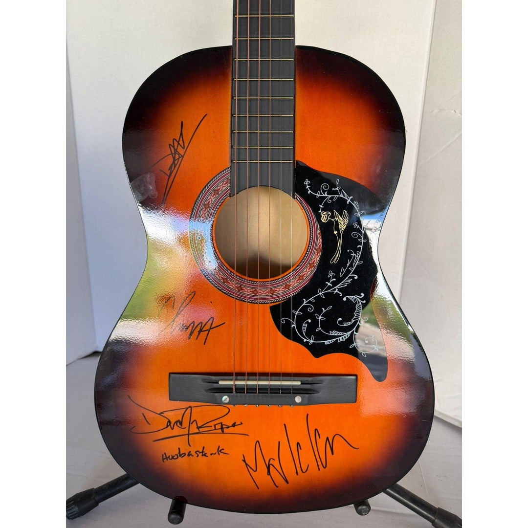 Hoobastank  Doug Robb, Dan Estrin,Chris Hesse, Markku Lappalainen vintage acoustic guitar signed with proof